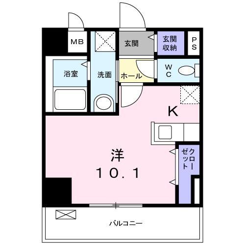 クリント ブライアント(1K/7階)の間取り写真