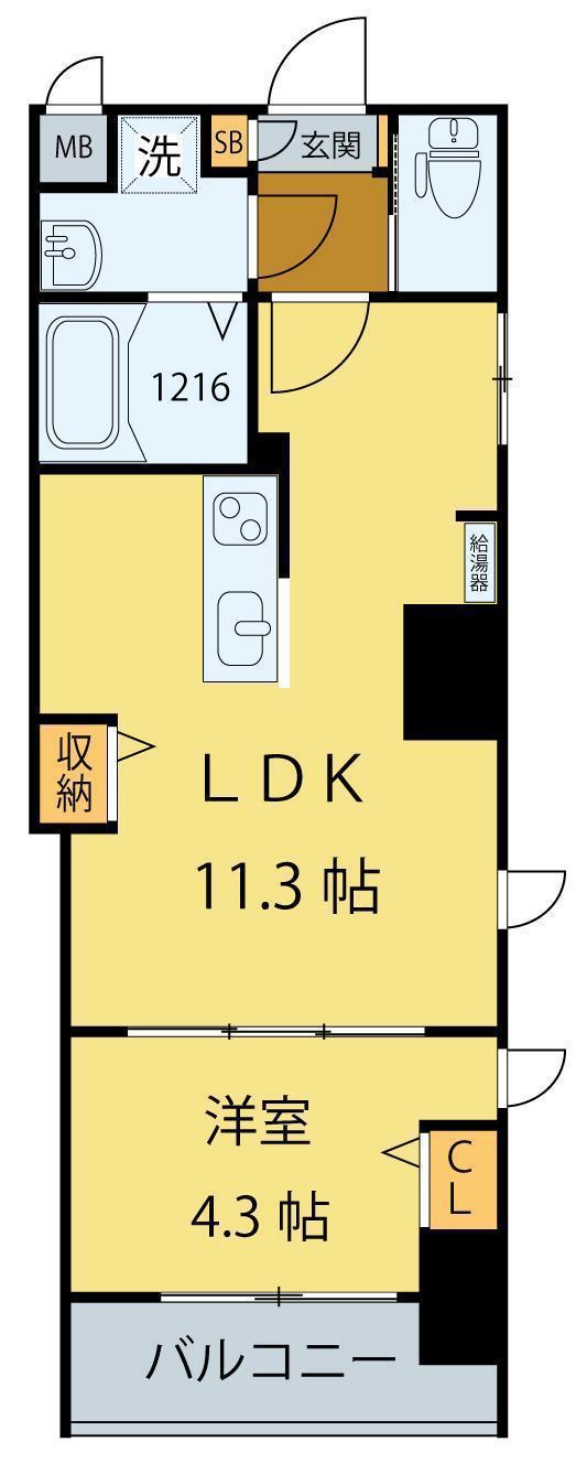 シエルエックス(1LDK/7階)の間取り写真