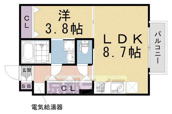 珠光ビル御香宮(1LDK/2階)の間取り写真