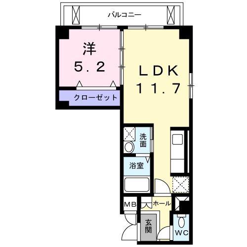 ラフレシール同心(1LDK/2階)の間取り写真