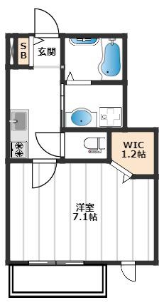 PETITCIME(1K/1階)の間取り写真