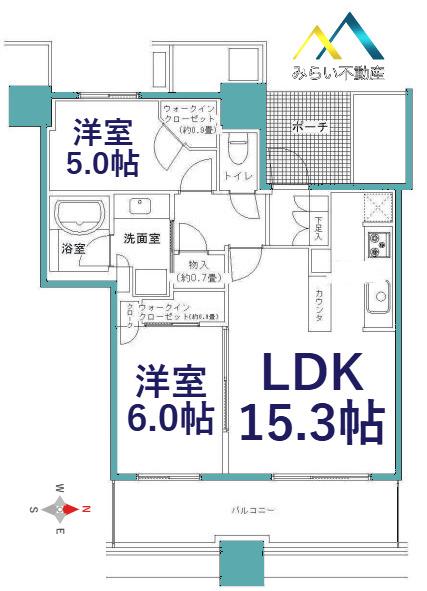 パークタワー横浜ステーションプレミア(2LDK/28階)の間取り写真