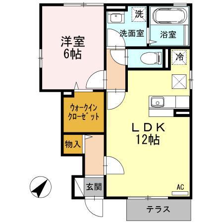 エスポワール(1LDK/1階)の間取り写真