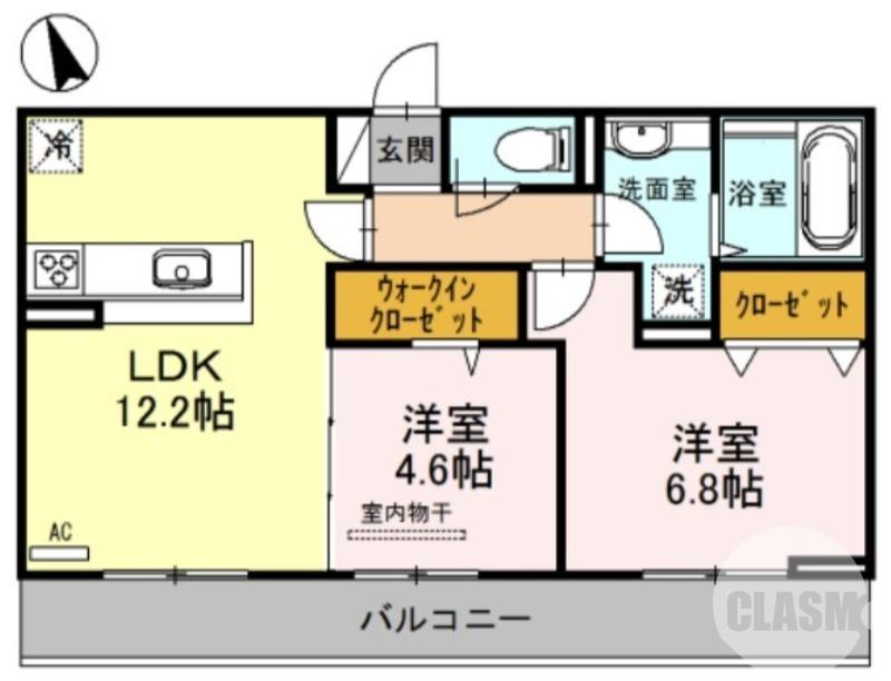 ノア・パークくさべ A棟(2LDK/2階)の間取り写真