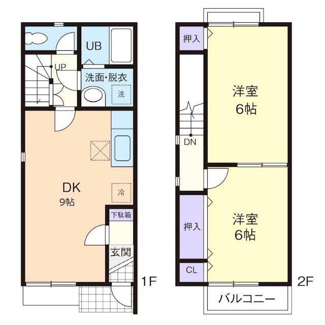 HARBEST・QUALL(2DK/1階)の間取り写真