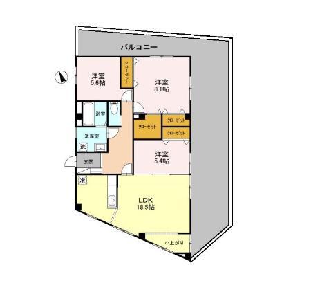 和光市本町貸(3LDK/2階)の間取り写真