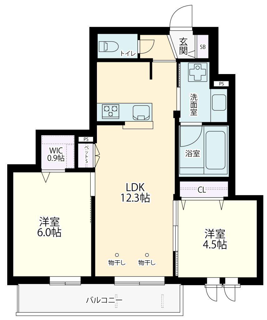 SOUWA フォレ(2LDK/1階)の間取り写真