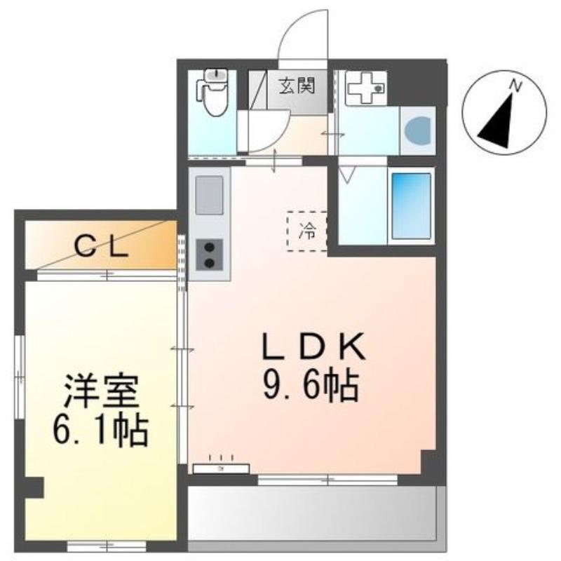レゼール二子玉川(1LDK/3階)の間取り写真