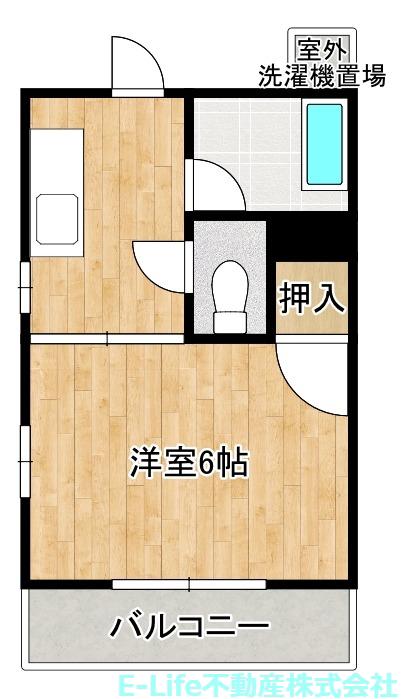 PROSPER水前寺(1K/2階)の間取り写真