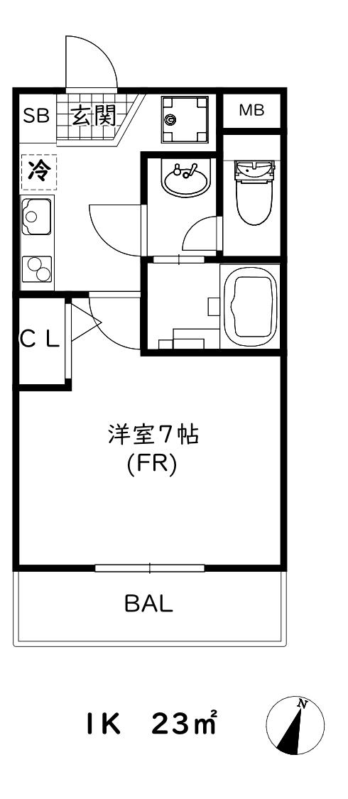 アイル神戸西(1K/3階)の間取り写真
