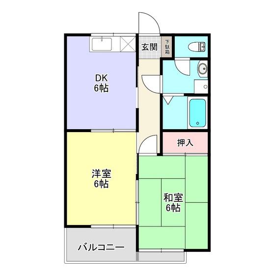 興産スカイハイツIV(2DK/3階)の間取り写真