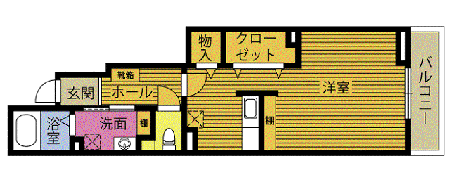 ボヌールS(ワンルーム/1階)の間取り写真
