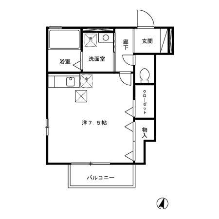 ピースサル(ワンルーム/1階)の間取り写真