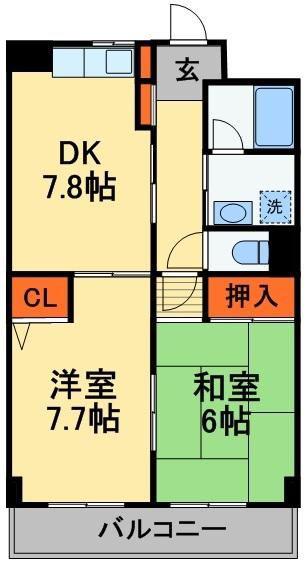 サニーコート(2DK/1階)の間取り写真