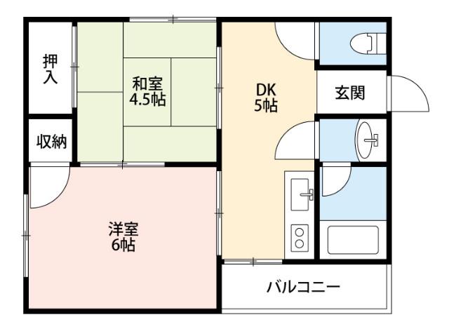 大原マンション(2DK/3階)の間取り写真