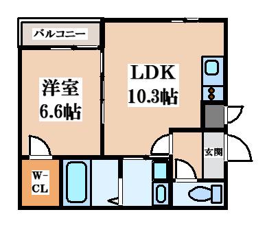 フジパレス神田町(1LDK/2階)の間取り写真