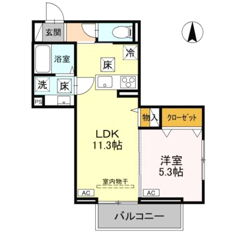 ノーブルラフィネ土呂町(1LDK/1階)の間取り写真