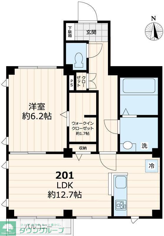 グランドゥール中延(1LDK/2階)の間取り写真