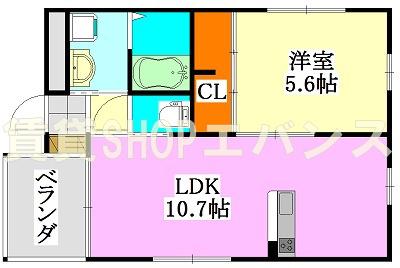 LIVLI・SALVADOR(1LDK/2階)の間取り写真