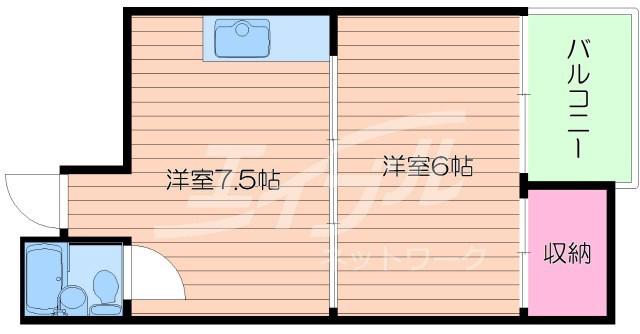安福マンション(1DK/4階)の間取り写真