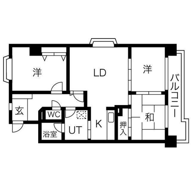 グランドール浄心(3LDK/9階)の間取り写真