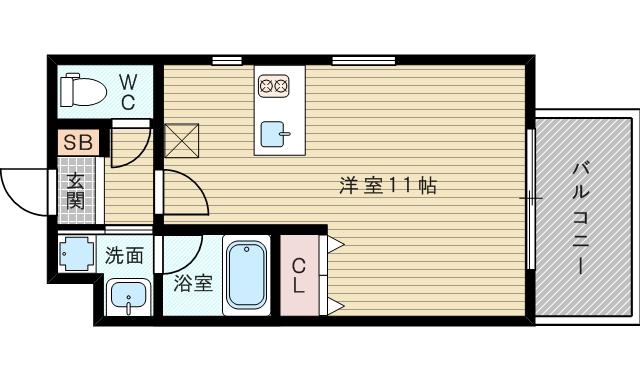 アバンティ淡路(ワンルーム/9階)の間取り写真