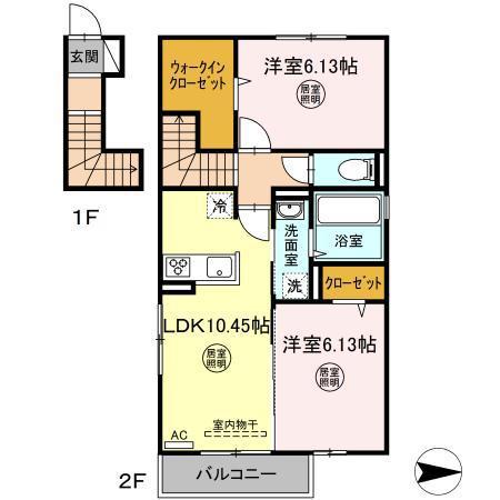 リーブル本町(2LDK/2階)の間取り写真