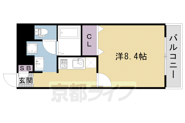アンプルールフェール太秦II(1K/1階)の間取り写真