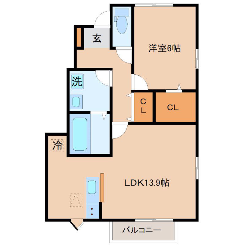 メイアジュール C棟(1LDK/1階)の間取り写真