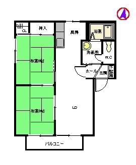 フレンドリー城南  A棟(2LDK/2階)の間取り写真