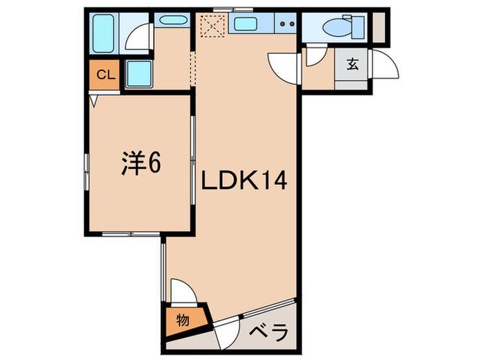 フレッシュ南郷(1LDK/1階)の間取り写真