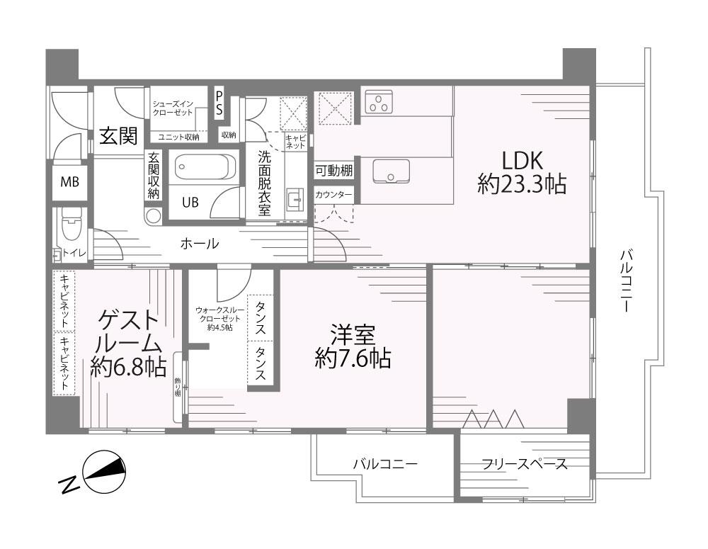 アリオII(2LDK/8階)の間取り写真