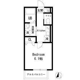 ユタカハイツ(1K/2階)の間取り写真