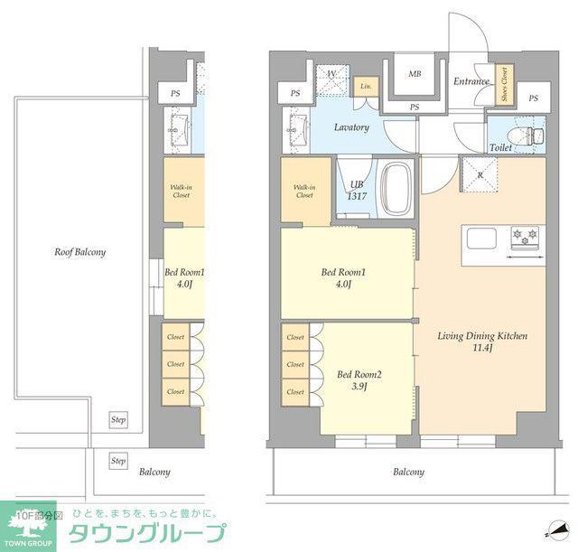 AIFLAT杉並高井戸(2LDK/9階)の間取り写真