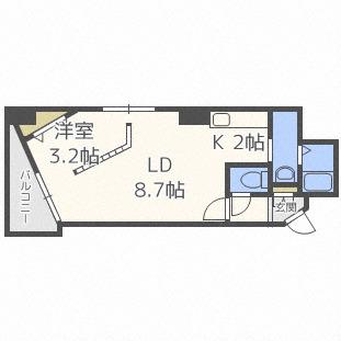 グランカーサ北3条(2LDK/10階)の間取り写真