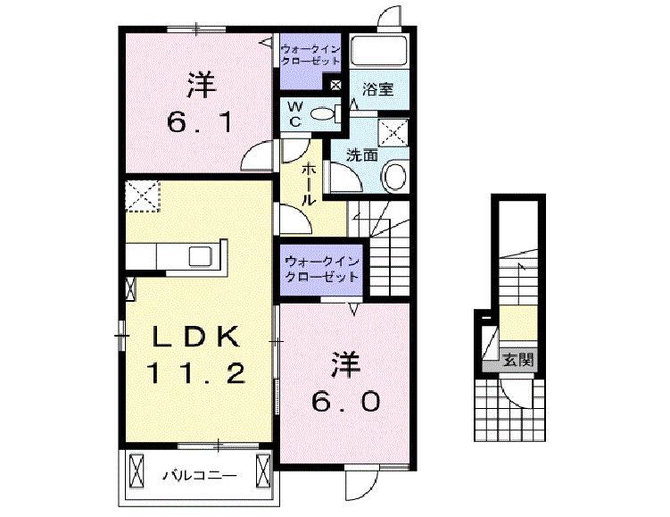 アーブル リビィエール(2LDK/2階)の間取り写真