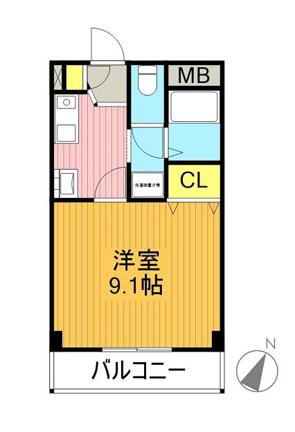 パークアサイ(1K/2階)の間取り写真