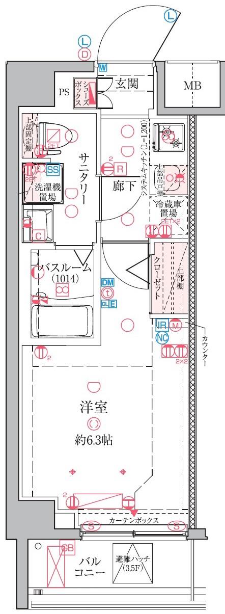 クレヴィスタ横浜綱島(1K/6階)の間取り写真