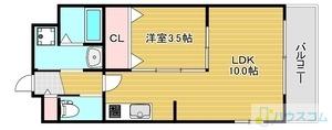 EXCELLENT KISHIBE(1LDK/8階)の間取り写真