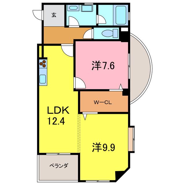 サンコートHANNOKI(2LDK/5階)の間取り写真
