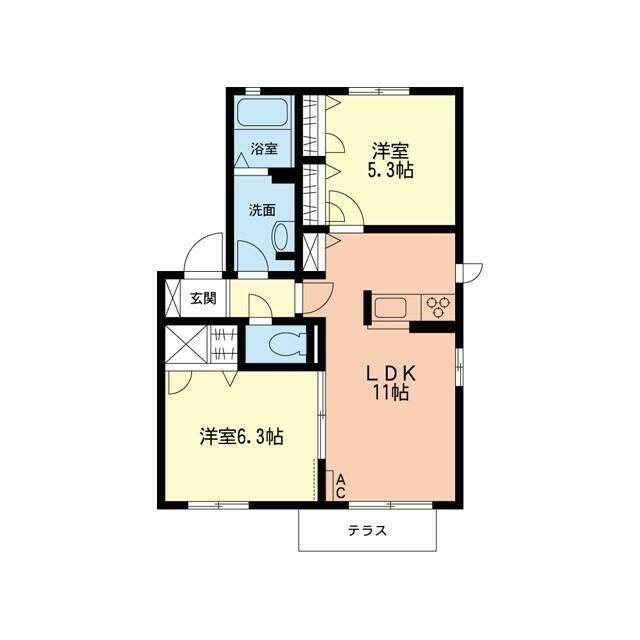 エルマール大磯I(2LDK/1階)の間取り写真