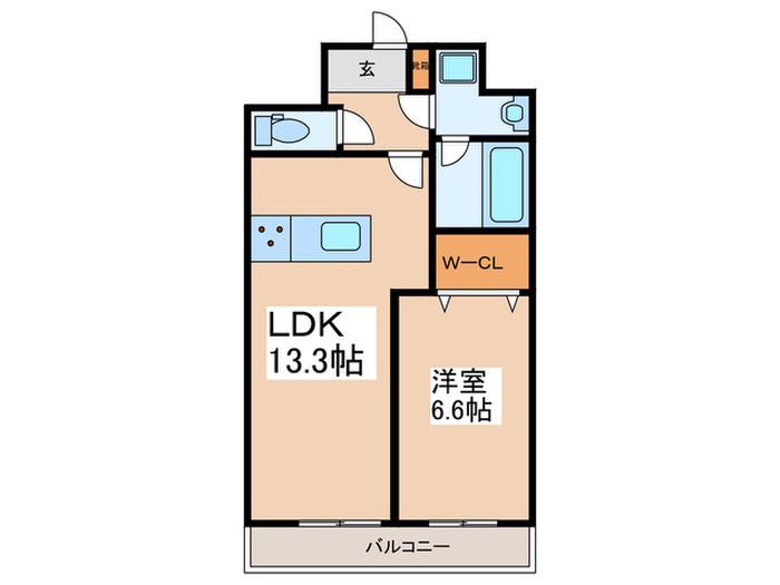 ドミールII オオハマ(1LDK/2階)の間取り写真