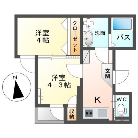 グランディール・HATADA(2K/5階)の間取り写真