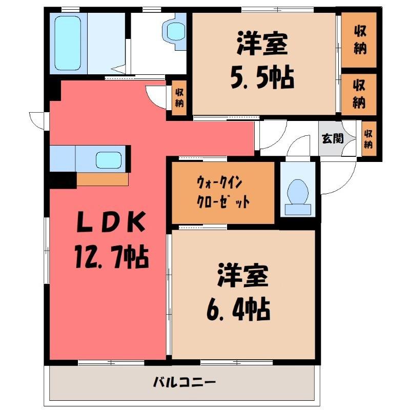 メゾン・ルーチェA(2LDK/2階)の間取り写真