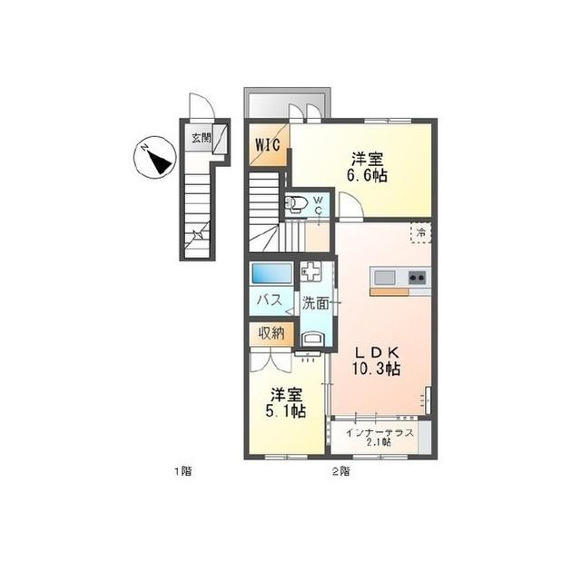 CEREZO(2LDK/2階)の間取り写真