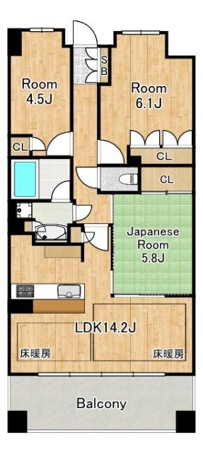 パークスクエア大正(3LDK/4階)の間取り写真