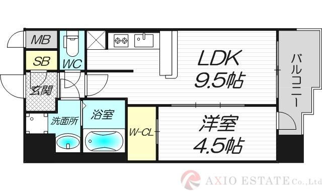 スプランディッド新大阪V(1LDK/9階)の間取り写真