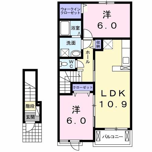 パストラル(2LDK/2階)の間取り写真