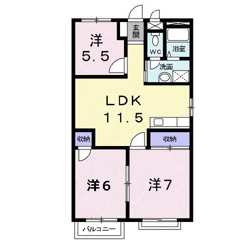 サンメゾン(3LDK/1階)の間取り写真