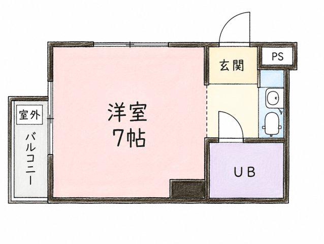 メモリーハイム(ワンルーム/1階)の間取り写真